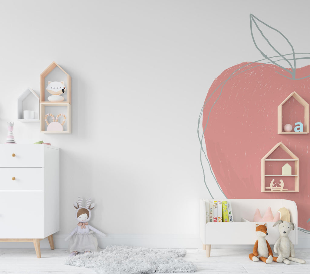 Boho Apple Wall Decal - Bohemian Apple Wall Decal - Nature Inspired Vinyl Sticker - Unique Home Decor -  Nursery Decor - Fruit Sticker 397LU