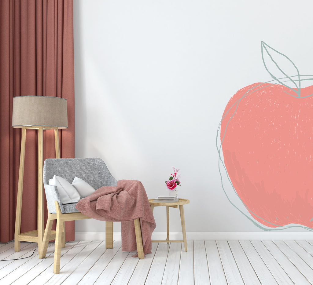 Boho Apple Wall Decal - Bohemian Apple Wall Decal - Nature Inspired Vinyl Sticker - Unique Home Decor -  Nursery Decor - Fruit Sticker 397LU