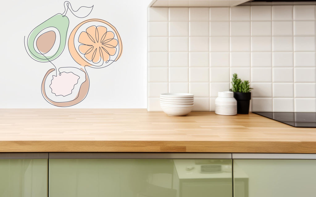 Boho Kitchen Wall Vinyl, Minimalist Line Art Design, Kitchen Boho Theme Decor, Boho Wall Decal, Kitchen Stickers, Kitchen Wall Decal 398LU