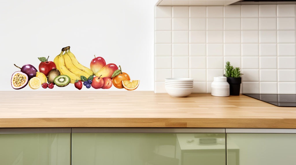 Fruits Kitchen Wall Vinyl Decor, Kitchen Fruit Theme Decor, Fruits Wall Decal Mural, Kitchen Stickers, Kitchen Wall Decal 399LU