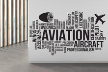 Load image into Gallery viewer, Aviation Vinyl Airplane Wall Decal, Aviation School Words, wings Decal, airplane Wall Art Gym Decor Gym Wall Decor Motivational Art 473RS