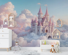 Load image into Gallery viewer, Princess Castle Wall Graphics Peel and Stick Girl room Wallpaper Nursery Self Adhesive Removable nursery wall decor Mural 474RS