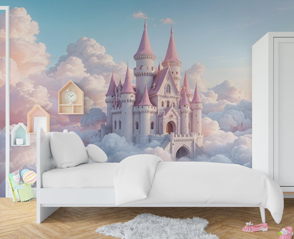 Princess Castle Wall Graphics Peel and Stick Girl room Wallpaper Nursery Self Adhesive Removable nursery wall decor Mural 474RS