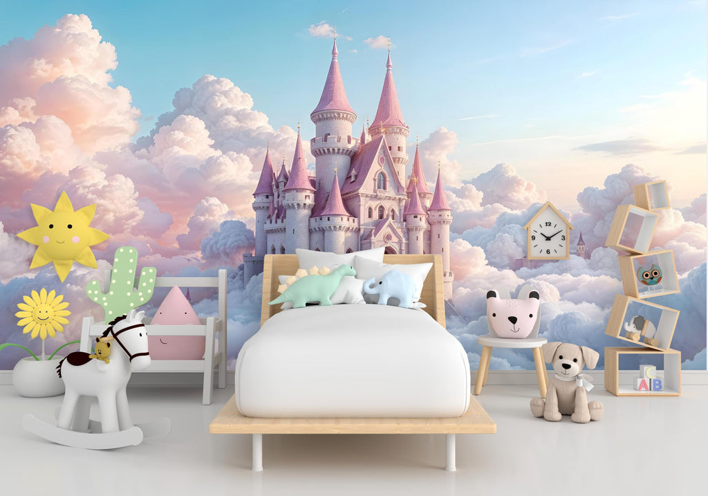 Princess Castle Wall Graphics Peel and Stick Girl room Wallpaper Nursery Self Adhesive Removable nursery wall decor Mural 474RS