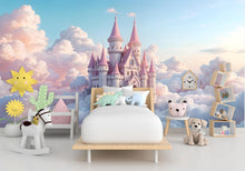 Load image into Gallery viewer, Princess Castle Wall Graphics Peel and Stick Girl room Wallpaper Nursery Self Adhesive Removable nursery wall decor Mural 474RS