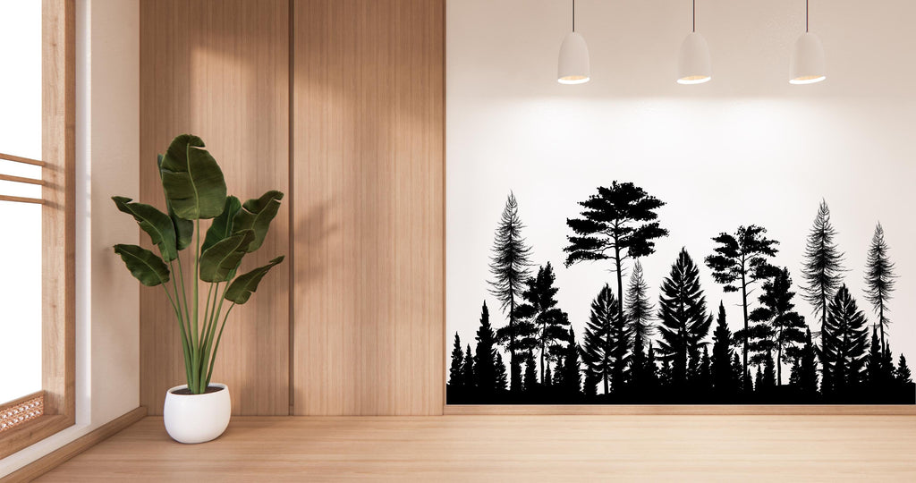 Woodland Wonderland : Forest Pine Tree Watercolor Wall Decal, Pine Tree Wall Sticker, Forest Wall Decal, Woodland Decal Nature Nursery 425LU