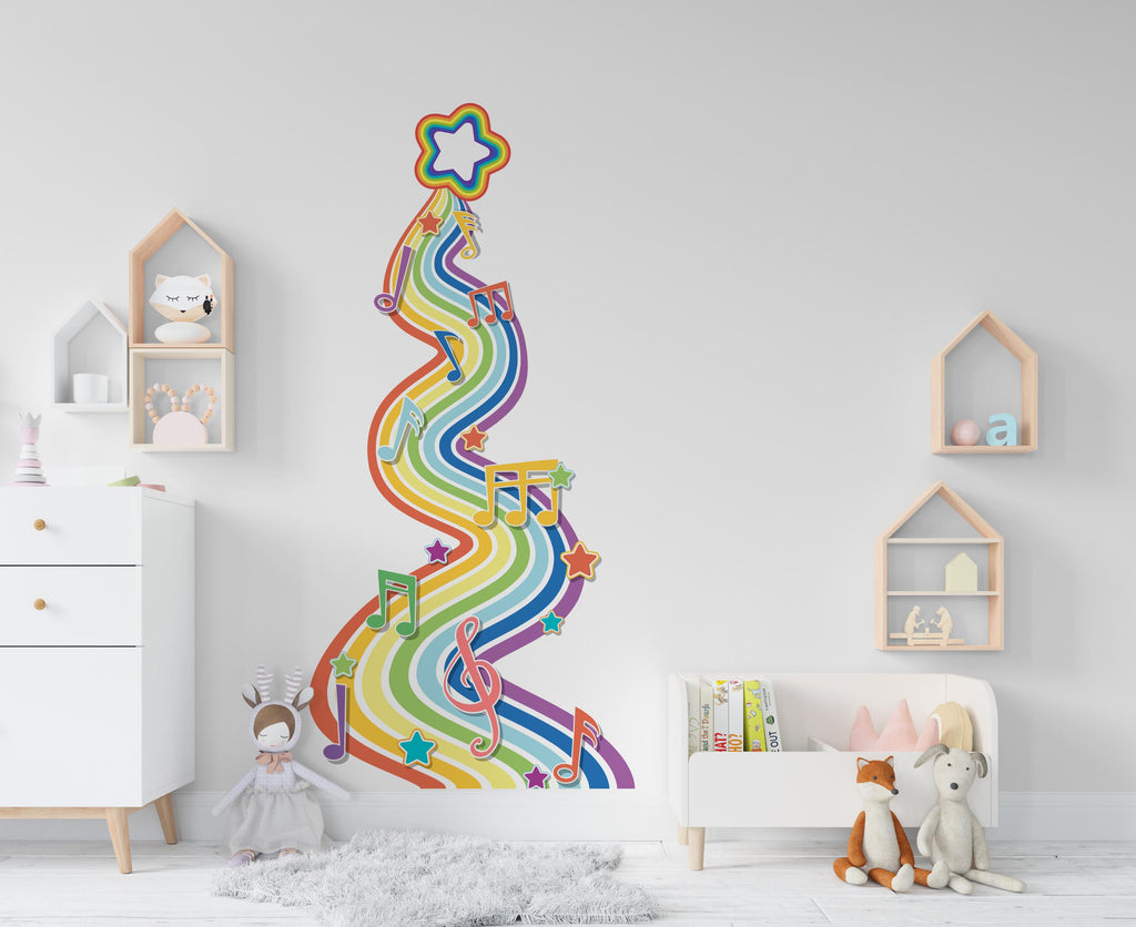 Rainbow Music Notes Wall Decal, Nursery Wall Decal, Kids Room Wall Decals, Baby Shower Decor, Baby Girl Gift, Rainbow Decal for Kids 426LU