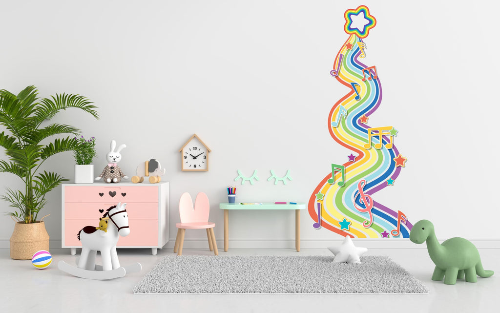Rainbow Music Notes Wall Decal, Nursery Wall Decal, Kids Room Wall Decals, Baby Shower Decor, Baby Girl Gift, Rainbow Decal for Kids 426LU