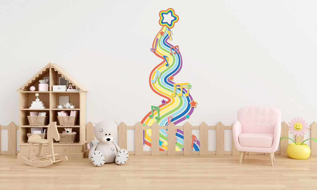 Rainbow Music Notes Wall Decal, Nursery Wall Decal, Kids Room Wall Decals, Baby Shower Decor, Baby Girl Gift, Rainbow Decal for Kids 426LU