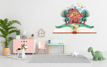 Load image into Gallery viewer, Library Book Fairytale House Tree Wall Art Decal, Library Wall Decal, Education Decals, Kids Room, Reading room, Nurseries, Kids Gifts 427LU