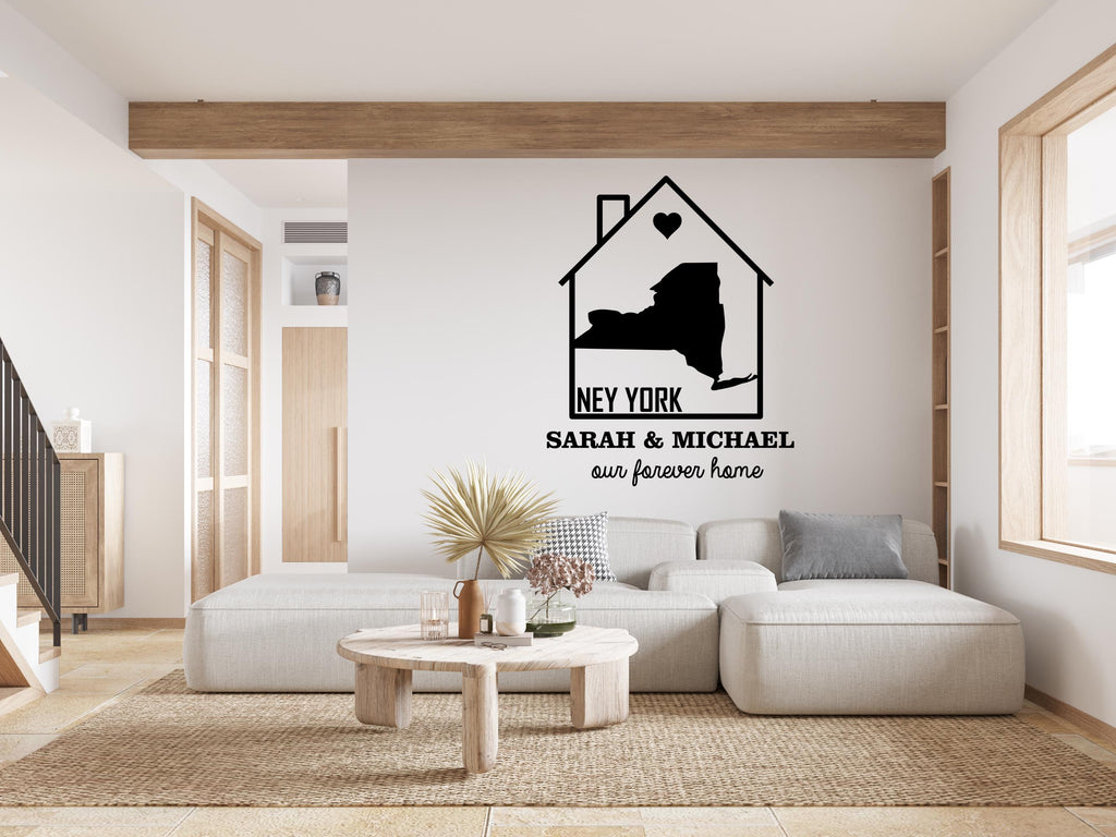 New York City Map  Wall Decal Sticker Couple Wall Decal Vinyl Sticker Home Decor Headboard Decal Living Room Office 451RS