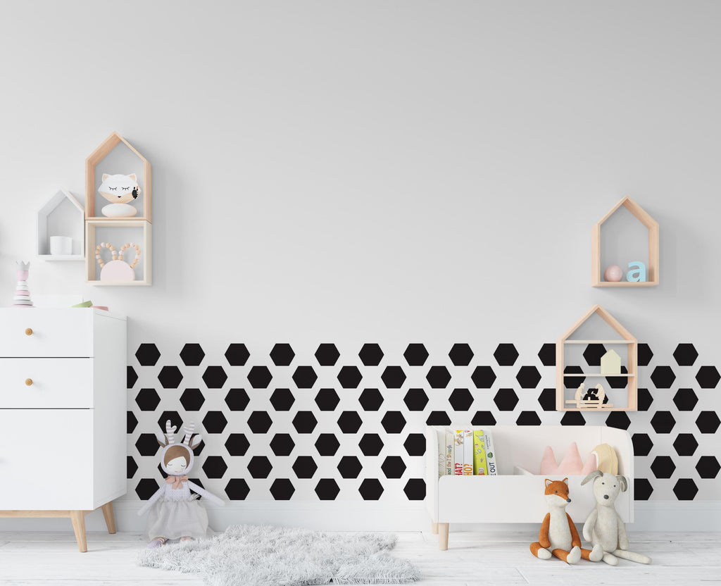 Hexagon Wall Decal Set, Design your Own Geometric Oasis with Seamless Hexagons, Geometric Kids room Wall Art, Nursery wall decal 402LU