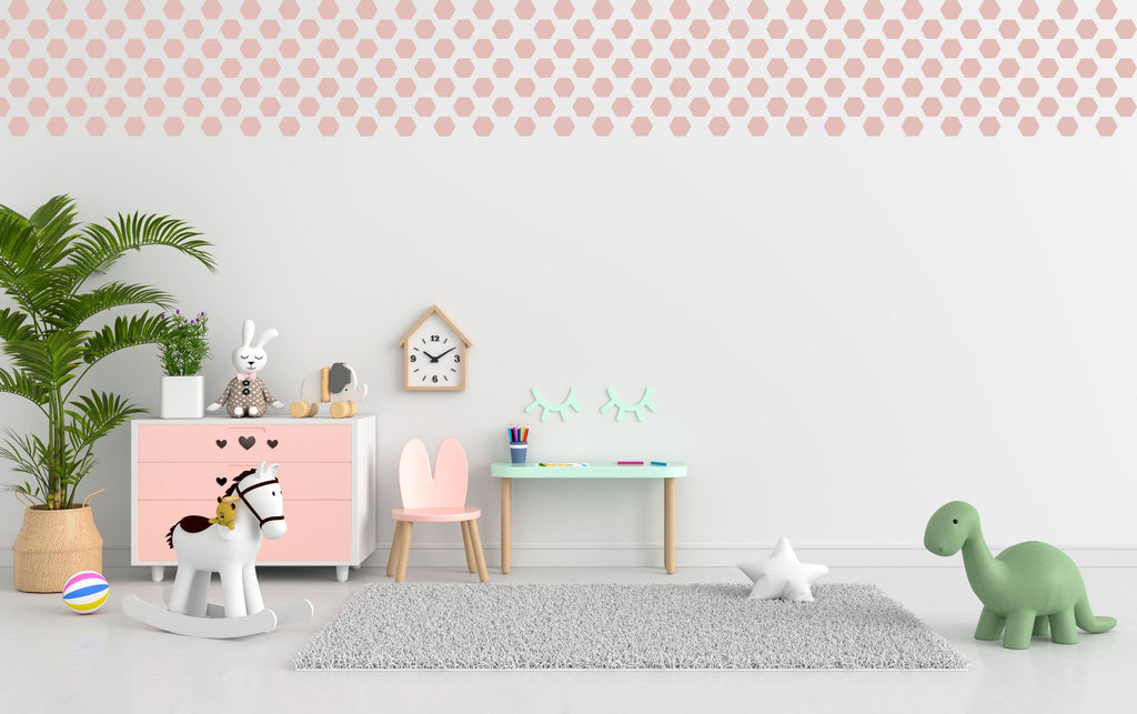 Hexagon Wall Decal Set, Design your Own Geometric Oasis with Seamless Hexagons, Geometric Kids room Wall Art, Nursery wall decal 402LU