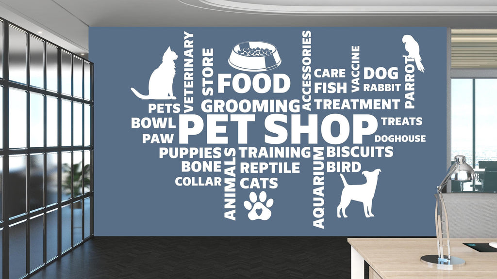 Pet shop Wall Decor Animals Wall Decal Dog Cat Business Worker Pet Shop Office Decoration Animals Stickers Mural Unique Gift 477RS