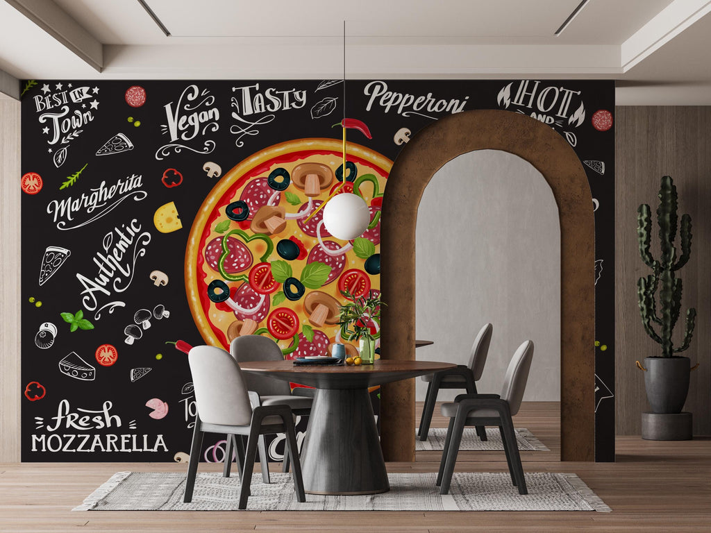 Pizza Restaurant Wall Graphics Peel and Stick Wallpaper Italian Restaurant Self Adhesive Removable Fabric Restaurant Mural 454RS