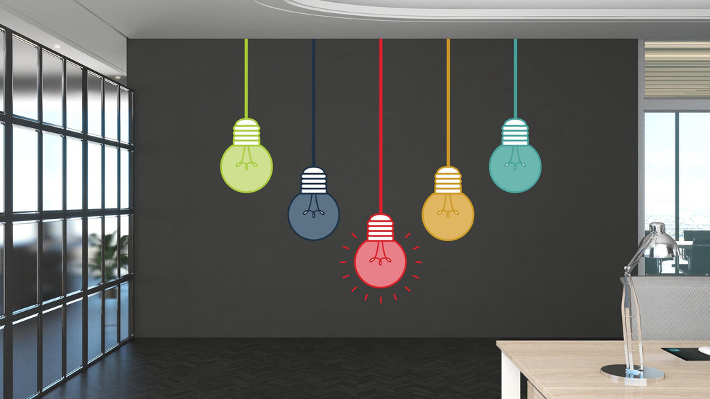 Idea Lightbulb Motivational Inspirational Wall Decal Sticker for Office, Office Wall Decal Idea Teamwork, Office Wall Decor 478RS
