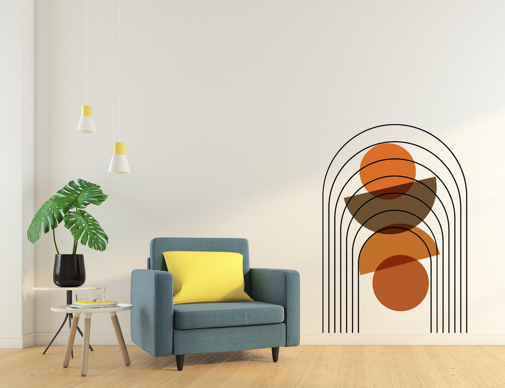 Rainbow Full Arch, Mid Century Modern Boho Full Arch Wall Decals Modern Wall Stickers, Nursery Decor, Headboard Wall Art, Home Decor 436LU