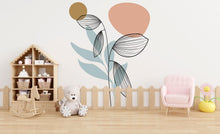 Load image into Gallery viewer, Flowers Boho Decor, Mid Century Modern Boho Decoration Wall Decals Modern Wall Stickers, Nursery Decor, Headboard Wall Art, Home Decor 437LU