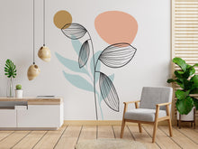 Load image into Gallery viewer, Flowers Boho Decor, Mid Century Modern Boho Decoration Wall Decals Modern Wall Stickers, Nursery Decor, Headboard Wall Art, Home Decor 437LU