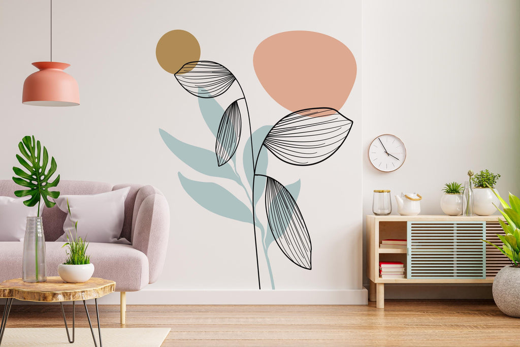 Flowers Boho Decor, Mid Century Modern Boho Decoration Wall Decals Modern Wall Stickers, Nursery Decor, Headboard Wall Art, Home Decor 437LU