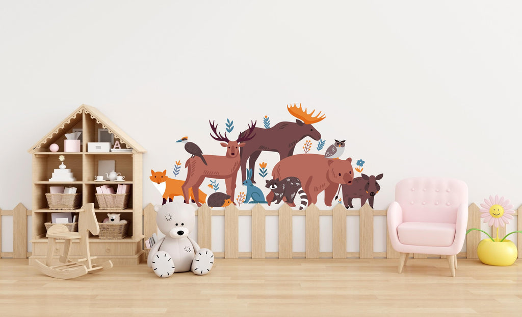 Forest Animals & Birds Wall Decal, Woodland Wonderland, Animals Wall Sticker, Woodland Wall Decal, Woodland Decal Nature Nursery 416LU