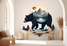 Load image into Gallery viewer, Bear Forest Wall Decor Bear Mountain Wall Art Nature Wall Decals Bear Wall Decal Lake Gifts Home Wall Sticker 461RS