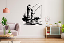 Load image into Gallery viewer, Father and Son Fishing Wall Decal Sticker Fishing Kids Father Day Fishing Gift Wall Art Dad and Kids Home Decor Nursery Decor Dad Gift 441LU