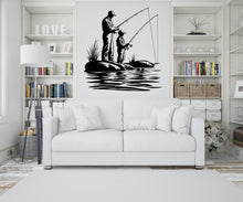Load image into Gallery viewer, Father and Son Fishing Wall Decal Sticker Fishing Kids Father Day Fishing Gift Wall Art Dad and Kids Home Decor Nursery Decor Dad Gift 441LU