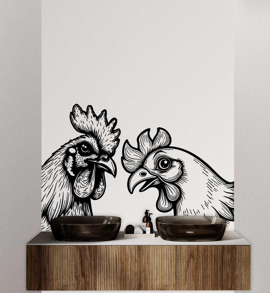 Chicken wall decal Rooster decor Farm life kids Chicken wall art Decal Rooster Lover Animals wall decal Wall Bathroom Decals Stickers 097DE