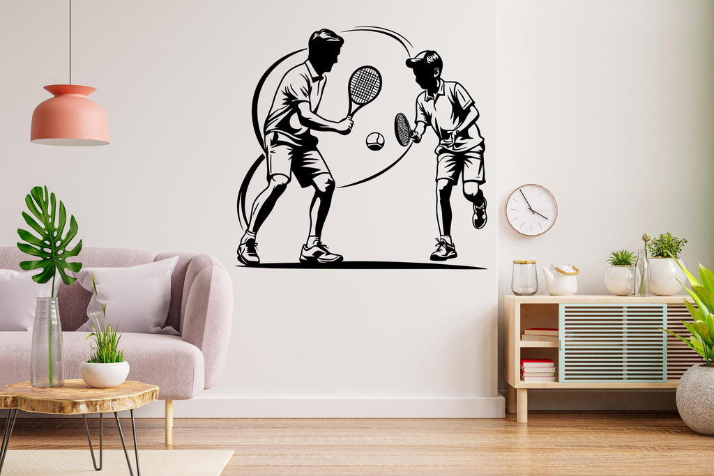 Father Son Tennis Wall Decor, Tennis Wall Decal Sport Vinyl, Tennis Stickers, Boys Room Wall Stickers, Kids Room Decor, Dad Gifts 446LU