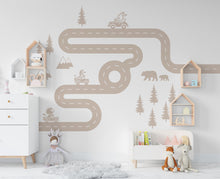 Load image into Gallery viewer, Road wind Wall Decal Highway Vinyl Sticker Track Route Wall Decor Kids Playroom Animals Boys Room Automotive Bedroom Mural Sticker 464RS