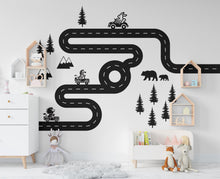Load image into Gallery viewer, Road wind Wall Decal Highway Vinyl Sticker Track Route Wall Decor Kids Playroom Animals Boys Room Automotive Bedroom Mural Sticker 464RS