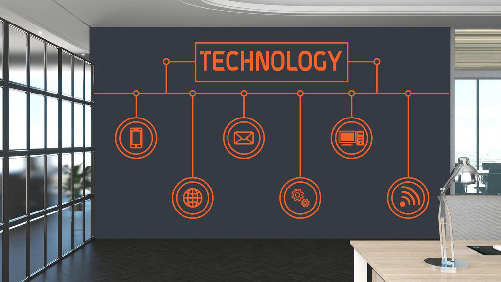 Technology Vinyl Wall Art Decal, Circuit Board Wall Decal, Office Wall Decor, Business Software Wall Sticker, Computer It Decor Office 465RS