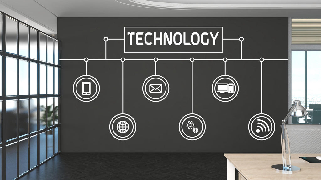 Technology Vinyl Wall Art Decal, Circuit Board Wall Decal, Office Wall Decor, Business Software Wall Sticker, Computer It Decor Office 465RS