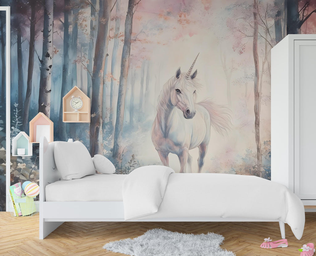 Unicorn Wall Graphics Peel and Stick Girl room Wallpaper Nursery Self Adhesive Removable nursery wall decor Mural 491RS