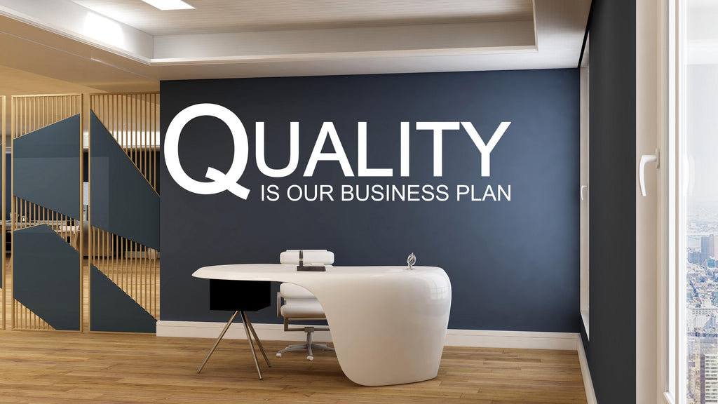 Quality is our Business Plan Quote Decal for Office, Motivational Inspirational Teamwork Wall Decal Sticker Decor for Office 447LU