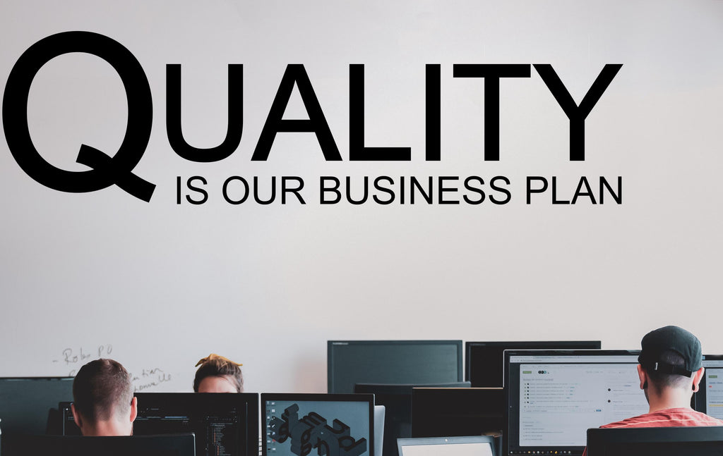 Quality is our Business Plan Quote Decal for Office, Motivational Inspirational Teamwork Wall Decal Sticker Decor for Office 447LU