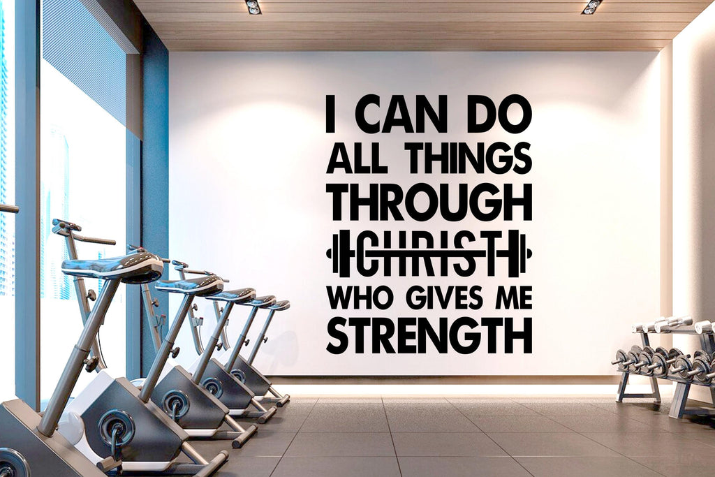 With Gods all things are Possible Afro American Fitness Wall Decal Afro Girl Workout Wall Decal Gym Wall Decor Motivational Wall Decal 468RS