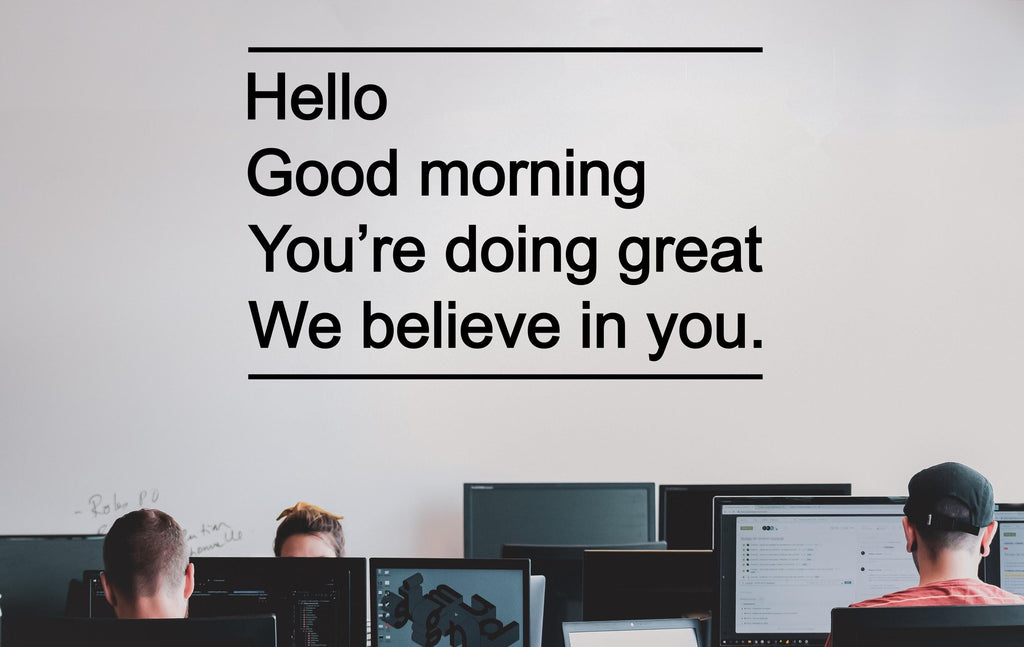 Hello You're doing great Quote Decal for Office Employee, Motivational Inspirational Teamwork Wall Decal Sticker Decor for Office 450LU