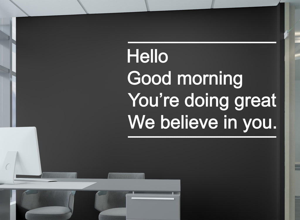 Hello You're doing great Quote Decal for Office Employee, Motivational Inspirational Teamwork Wall Decal Sticker Decor for Office 450LU