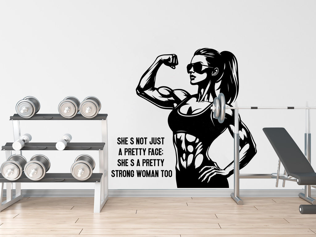 Girl Gym Wall Decal Power fitness Women Squat Decor Workout Art Vinyl Gym Wall Stickers Bedroom Gym Workout Motivation Cross-fit 094DE