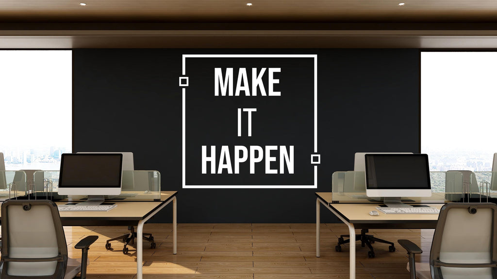 Make it happen Work Quote Decal for Office Employee, Motivational Inspirational Teamwork Wall Decal Sticker Decor for Office 464LU