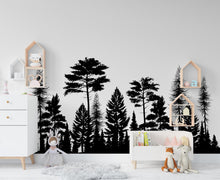 Load image into Gallery viewer, Woodland Wonderland : Forest Pine Tree Watercolor Wall Decal, Pine Tree Wall Sticker, Forest Wall Decal, Woodland Decal Nature Nursery 425LU