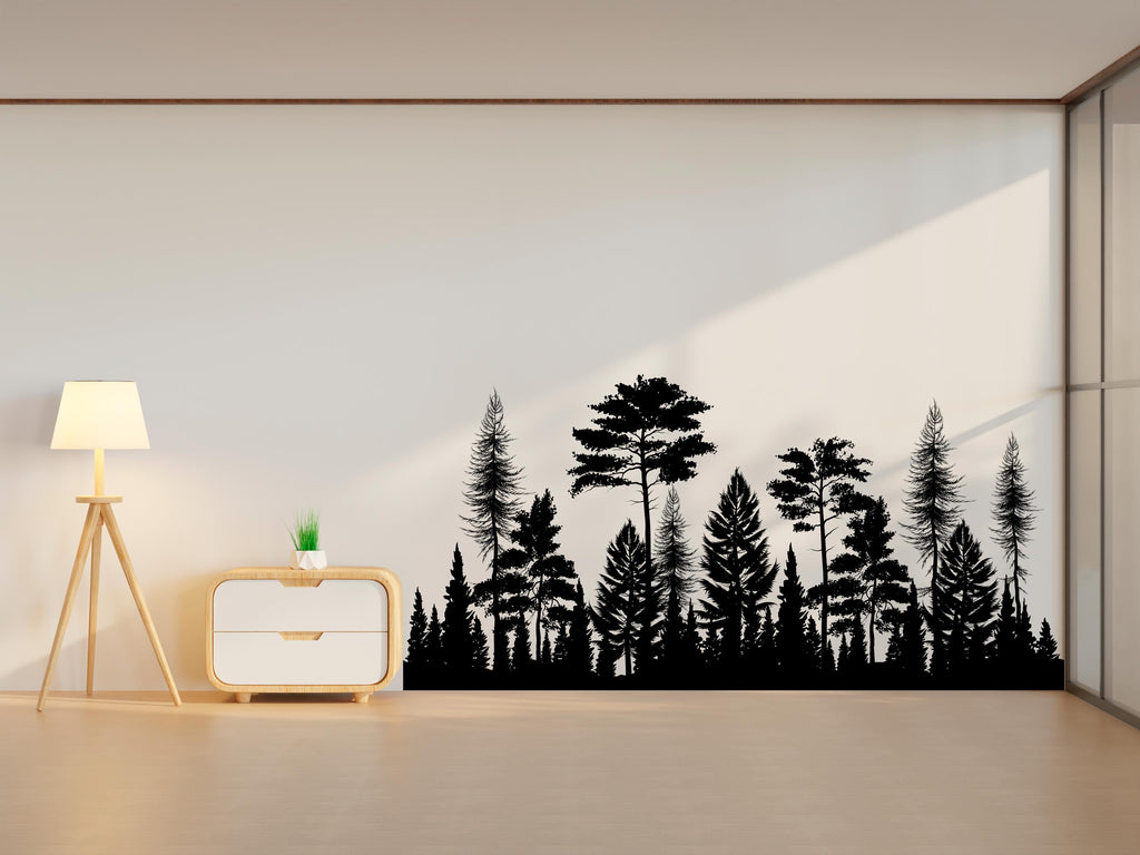 Woodland Wonderland : Forest Pine Tree Watercolor Wall Decal, Pine Tree Wall Sticker, Forest Wall Decal, Woodland Decal Nature Nursery 425LU