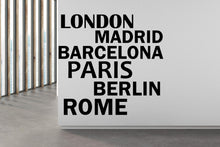 Load image into Gallery viewer, Travel wall decal, City name wall decals, Country Capital decal, Travel Agency Decoration, Travel Agency wall decal, Office wall decor 465LU