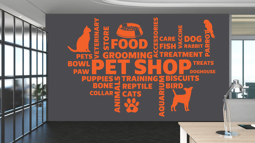 Pet shop Wall Decor Animals Wall Decal Dog Cat Business Worker Pet Shop Office Decoration Animals Stickers Mural Unique Gift 477RS