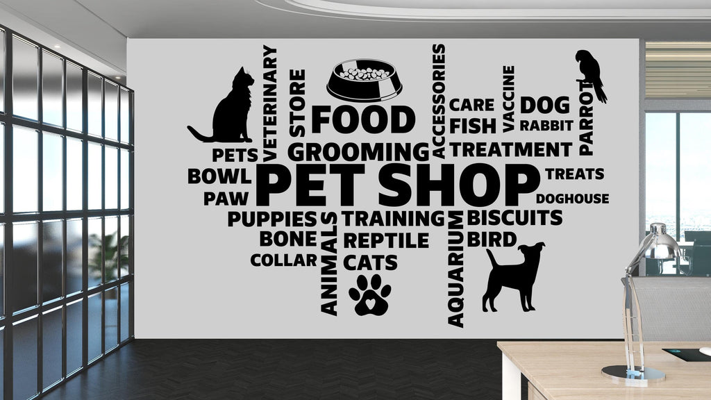 Pet shop Wall Decor Animals Wall Decal Dog Cat Business Worker Pet Shop Office Decoration Animals Stickers Mural Unique Gift 477RS