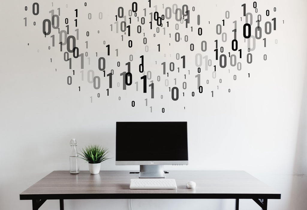 Coding Binary Code Wall Decal, Technology Vinyl Wall Art Decal, Circuit Board Wall Decal, Office Wall Decor, Computer It Decor Office 428LU