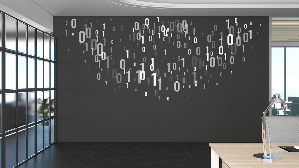 Coding Binary Code Wall Decal, Technology Vinyl Wall Art Decal, Circuit Board Wall Decal, Office Wall Decor, Computer It Decor Office 428LU