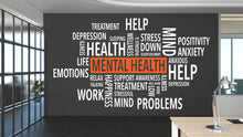 Load image into Gallery viewer, Mental Health Vinyl Wall Decal, Self Care Wall Decor, Mental Wellness Wall Art, Inspirational Word Cloud for Mental Health 430LU